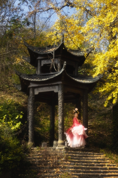 银杏树下红色汉服-1